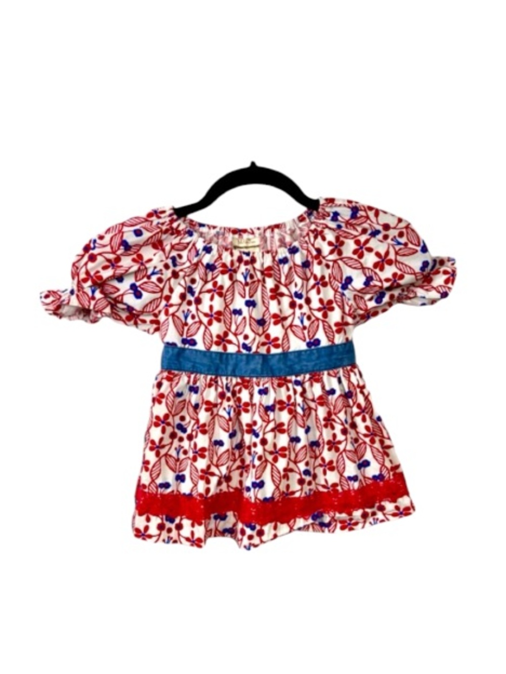 Matilda Jane Little Girls Red, White, and Blue Floral Tunic Top, Size 6